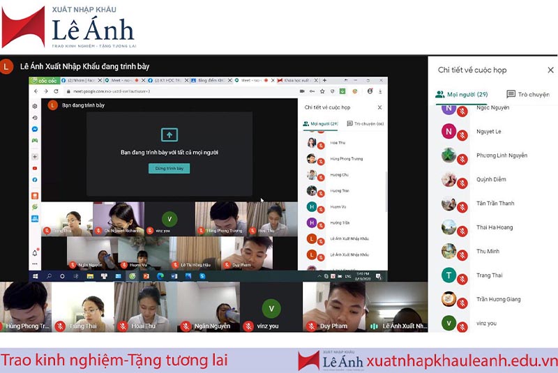 Lớp học xuất nhập khẩu online - Trung tâm Lê Ánh