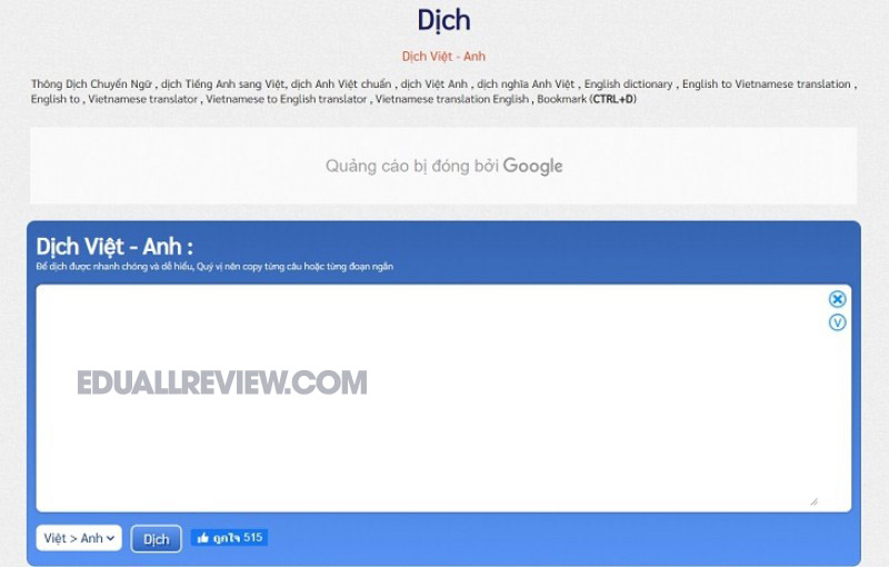 phần mềm dịch tiếng anh sang tiếng việt - Google Translate